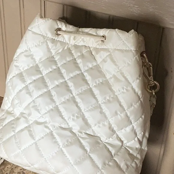 MZ Wallace White Quilted Bag with Drawstring Closure - Picture 2 of 10